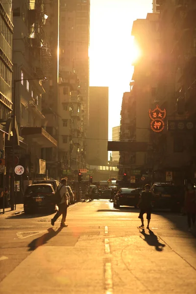 Luz Sol Pensou Rua Mong Kok Oct 2020 — Fotografia de Stock