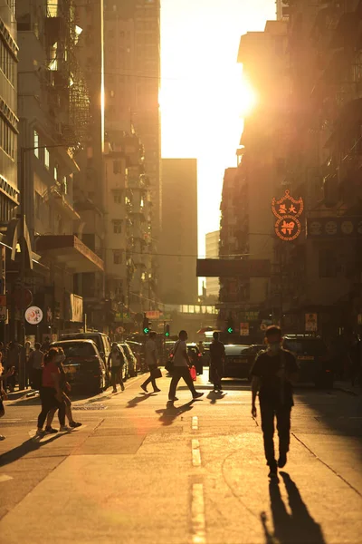 Het Zonlicht Dacht Straat Mong Kok Oct 2020 — Stockfoto