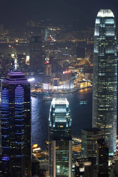 Närbild Kontorsbyggnaden Natten Hong Kong September 2007 — Stockfoto