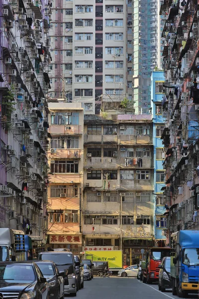 Oct 2020 Hong Kong Old Tenement Buildings Tong Lau Panel — Stock Photo, Image