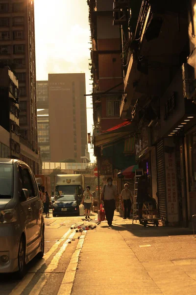 Snapshoot Van Mong Kok Straat Bij Zonsondergang Oct 2020 — Stockfoto