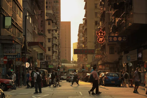 Zonsondergang Van Mong Kok Straat Hong Kong Oct 2020 — Stockfoto