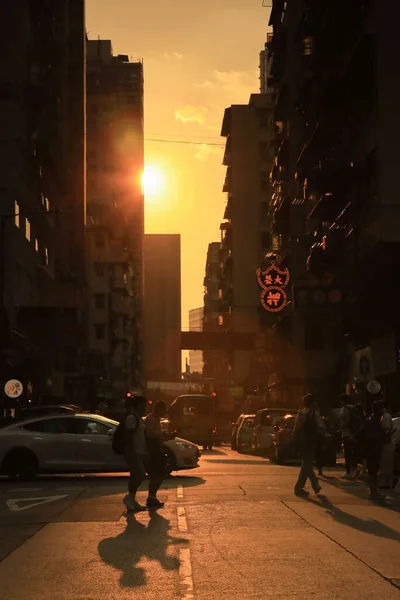 Zonsondergang Van Mong Kok Straat Hong Kong Oct 2020 — Stockfoto