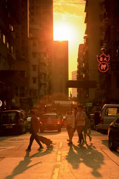 Sunset Mong Kok Street Hong Kong Oct 2020 — Stock Photo, Image