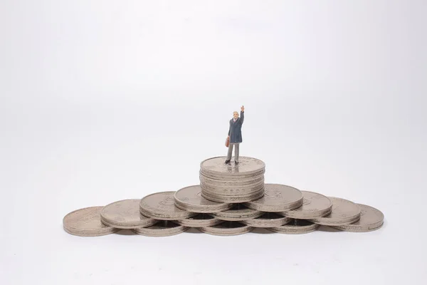 Figurines Mini Modèle Prendre Une Décision Sur Les Piles Pièces — Photo
