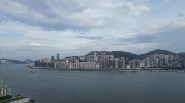 Çarpıcı Victoria Limanı Skyline View in Hong Kong 6 Eylül 2025