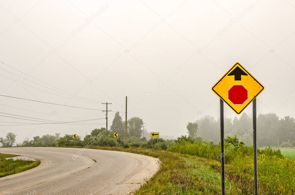 Icons for Arrows and a Stop Sign Ahead