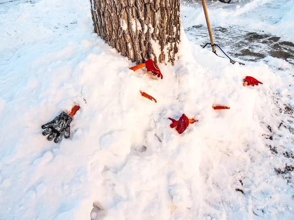 Två smälta snögubbar — Stockfoto