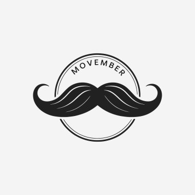 Movember Günü posteri için düz tasarım konsepti basitlik, zarafet ve tanınma kolaylığı üzerine odaklanıyor. Banner, Logos, Etiketler ve Simgeler için Vektör İşareti. Vektör İllüstrasyonu