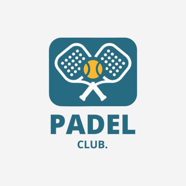 Padel Club için logo tasarımı basitlik, zarafet ve tanınma kolaylığı üzerine odaklanır. Banner, Logos, Etiketler ve Simgeler için Vektör İşareti. Vektör İllüstrasyonu