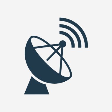 Uydu çanağı siluetleri, iletişim ve teknoloji için düz tasarım konsepti basitlik, zarafet ve tanıma kolaylığı üzerine odaklanır. Banner, Logos, Etiketler ve Simgeler için Vektör İşareti. Vektör İllüstrasyonu