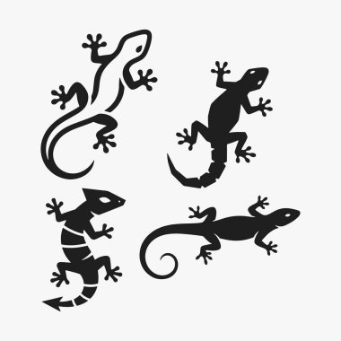 Lizard şablon koleksiyonu için düz tasarım konsepti basitliği, zarafeti ve tanıma kolaylığını vurgulayarak, onu vektör işaretleri, Logolar, Etiketler ve Simgeler için ideal hale getirir.