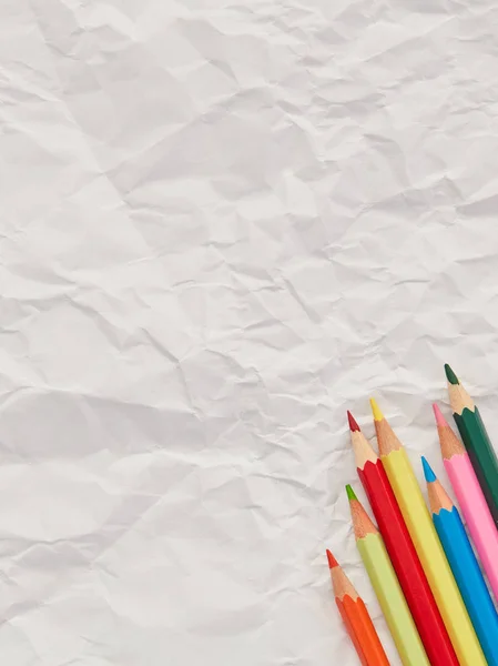 Colored Pencils White Paper — Stock Photo, Image