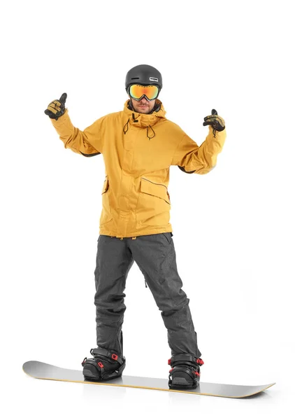 Jonge Snowboarder Geïsoleerd Wit — Stockfoto