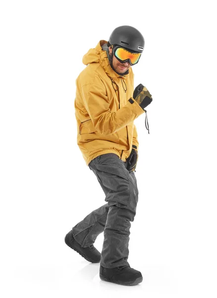 Jonge Snowboarder Geïsoleerd Wit — Stockfoto