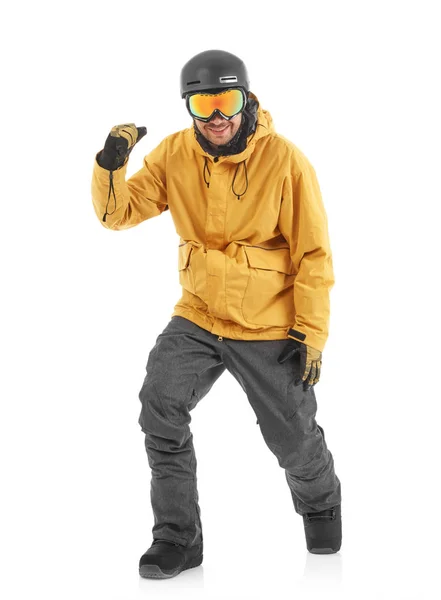 Giovane Snowboarder Isolato Bianco — Foto Stock