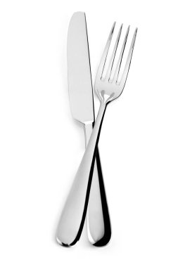 Çatal ve bıçak beyaza izole edilmiş.