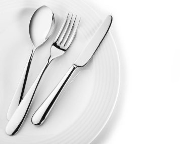 Akşam yemeği yer üzerinde beyaz izole ayarı