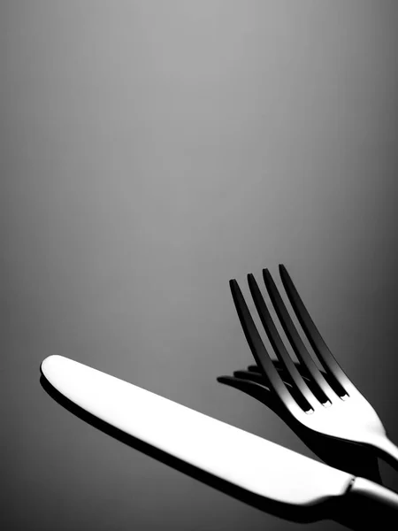 黒のナイフとフォーク — ストック写真