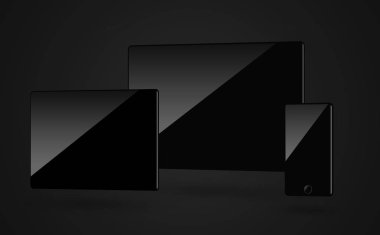 Beyaz üzerine boş siyah monitör