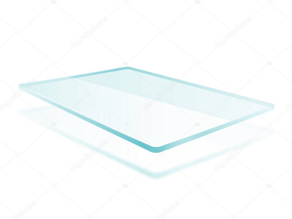 Blank glass screen on white
