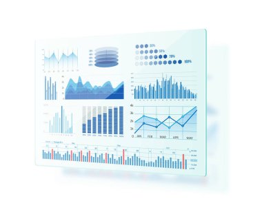 İzole dijital ekranda grafikler