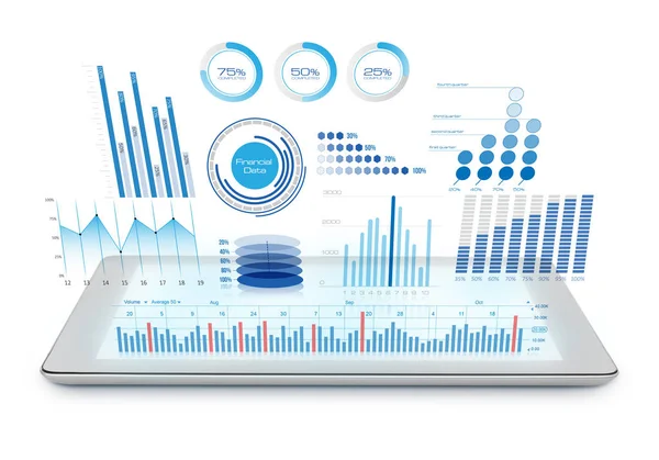 Diagramas Que Proyectan Desde Tableta —  Fotos de Stock