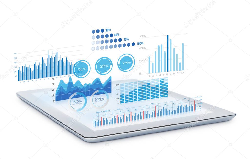 Diagrams projecting from tablet