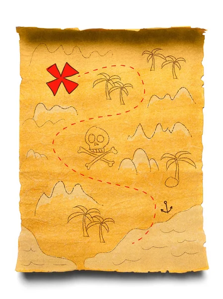 Карта Піратських Скарбів Ізольовано — стокове фото