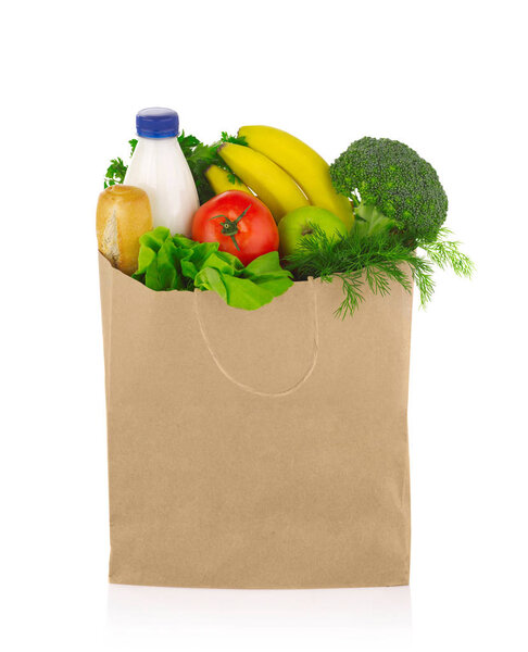 Groceries bag isolated on white