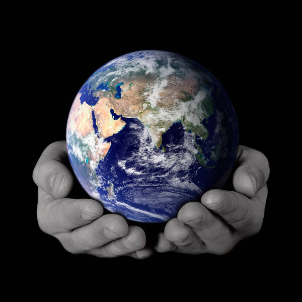 Hands holding the Globe