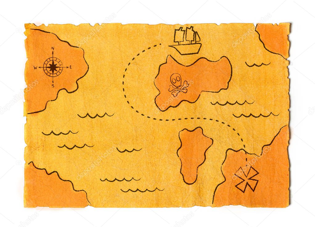 Pirate treasure map isolated