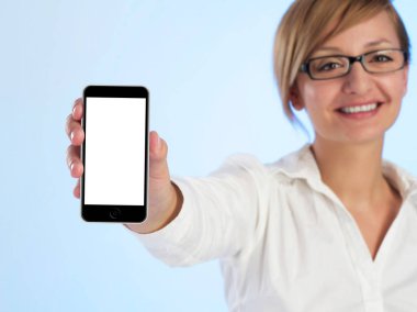 Cep telefonunuzla izole kadın ofis