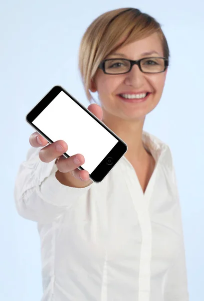 Office Woman Mobile Phone Isolated — Stock Photo, Image