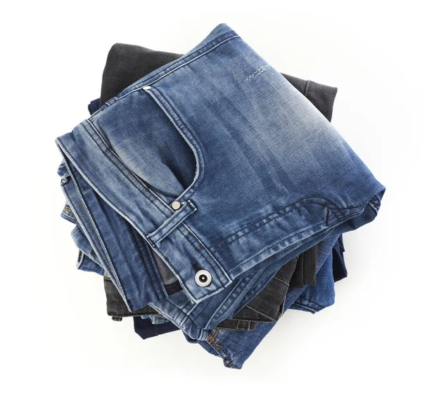 Jeans Stack Isolerad Vit — Stockfoto