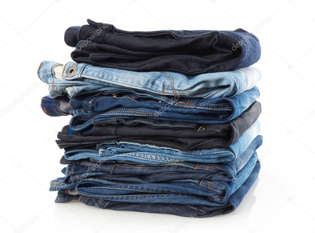 Jeans stack isolated on white