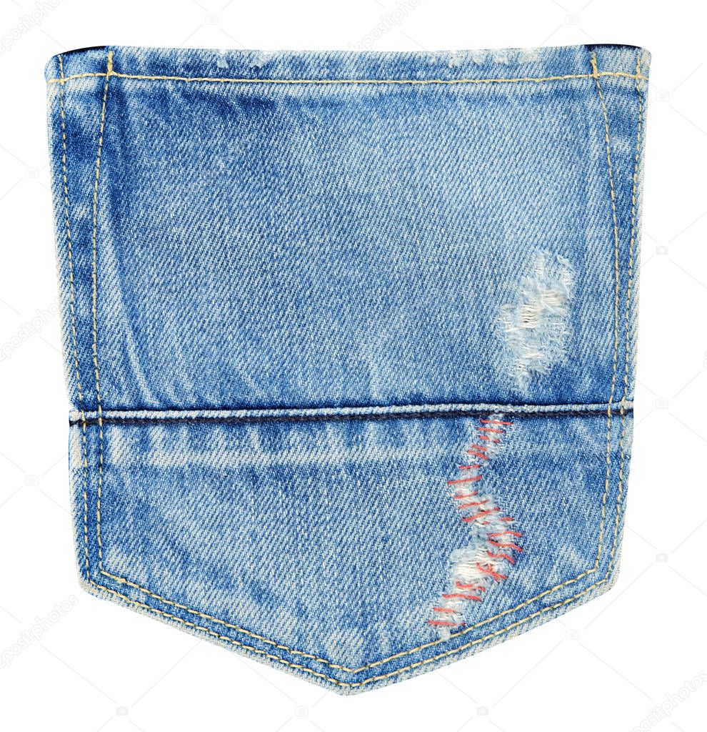 Jeans back pocket isolated on white