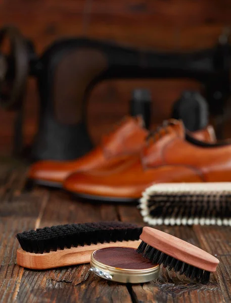 Shoe Care Products Leather Shoes — Stock Photo, Image