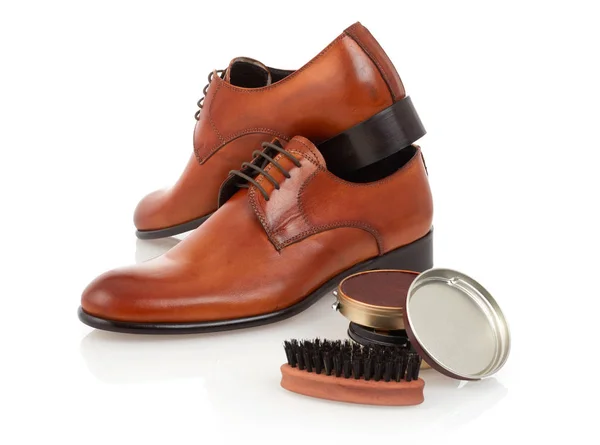 Men shoes and care products isolated