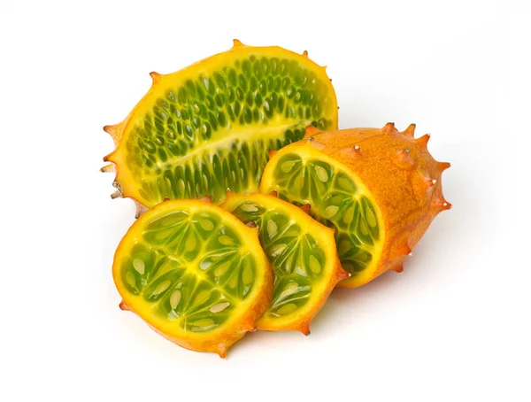 Kiwano Vruchten Geïsoleerd Wit — Stockfoto