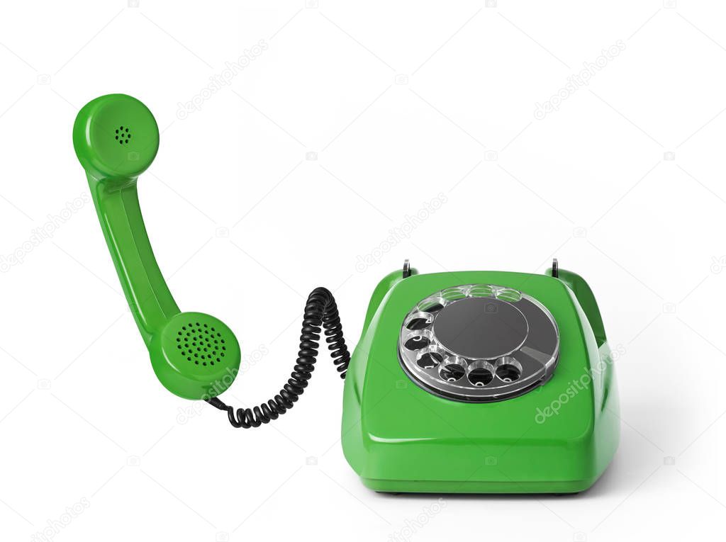 Vintage telephone isolated on white