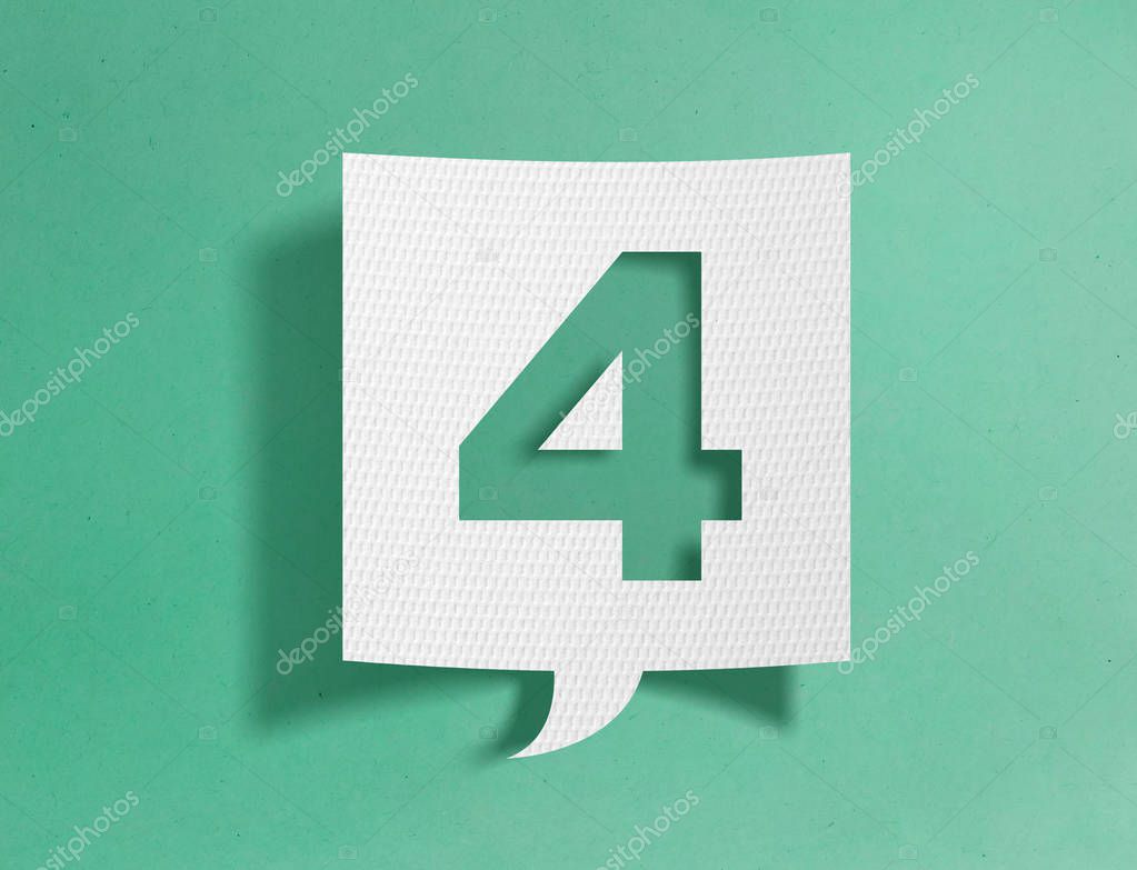 Speech bubble with number 4 on green background