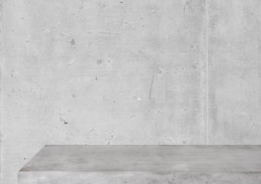 Boş beton masa ve duvar