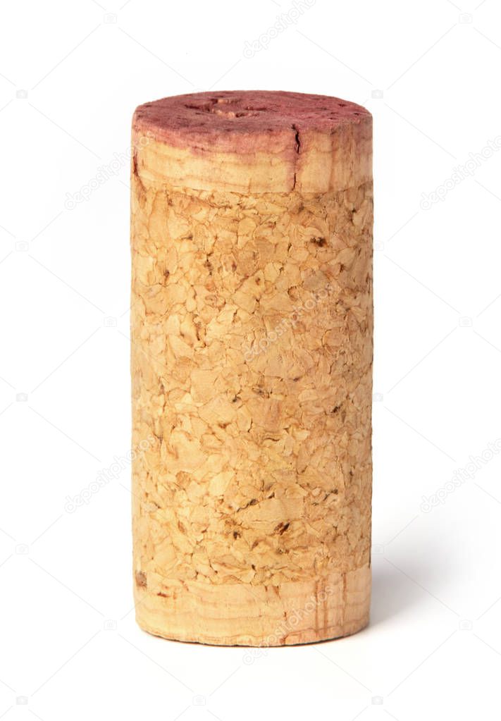 Wine cork on white