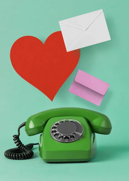 Vintage telefone amor — Fotografia de Stock