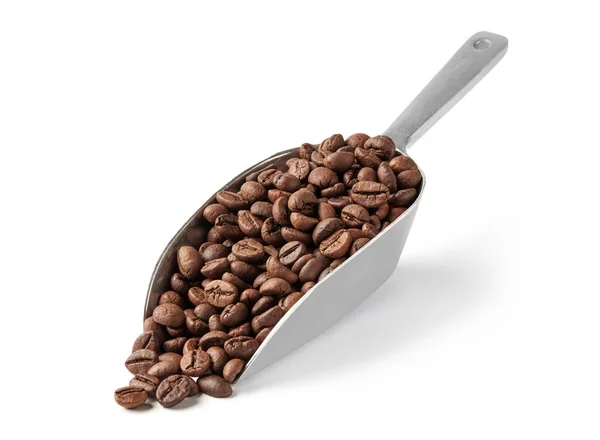 Ziarna kawy i łyżka do serwowania — Zdjęcie stockowe