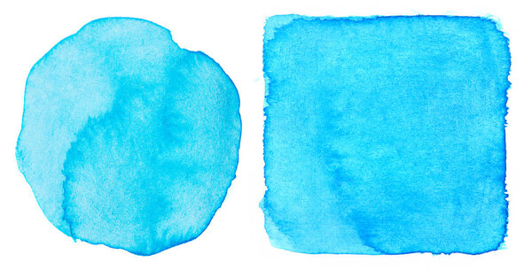 Blue circle and square  watercolor