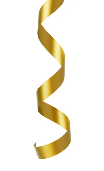 Golden Christmas ribbon isolated on white — Stock Photo, Image