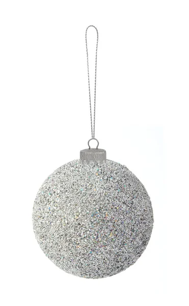 Stříbrná vánoční koule závěsná — Stock fotografie