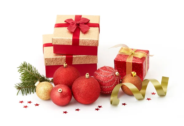 Vánoční sváteční dekorace a dárky — Stock fotografie